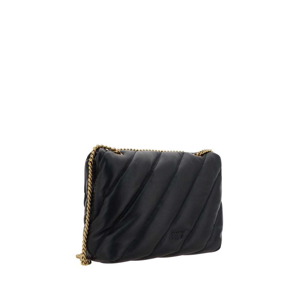 PINKO Schwarze Bos Taurus Kalbsleder Schultertasche