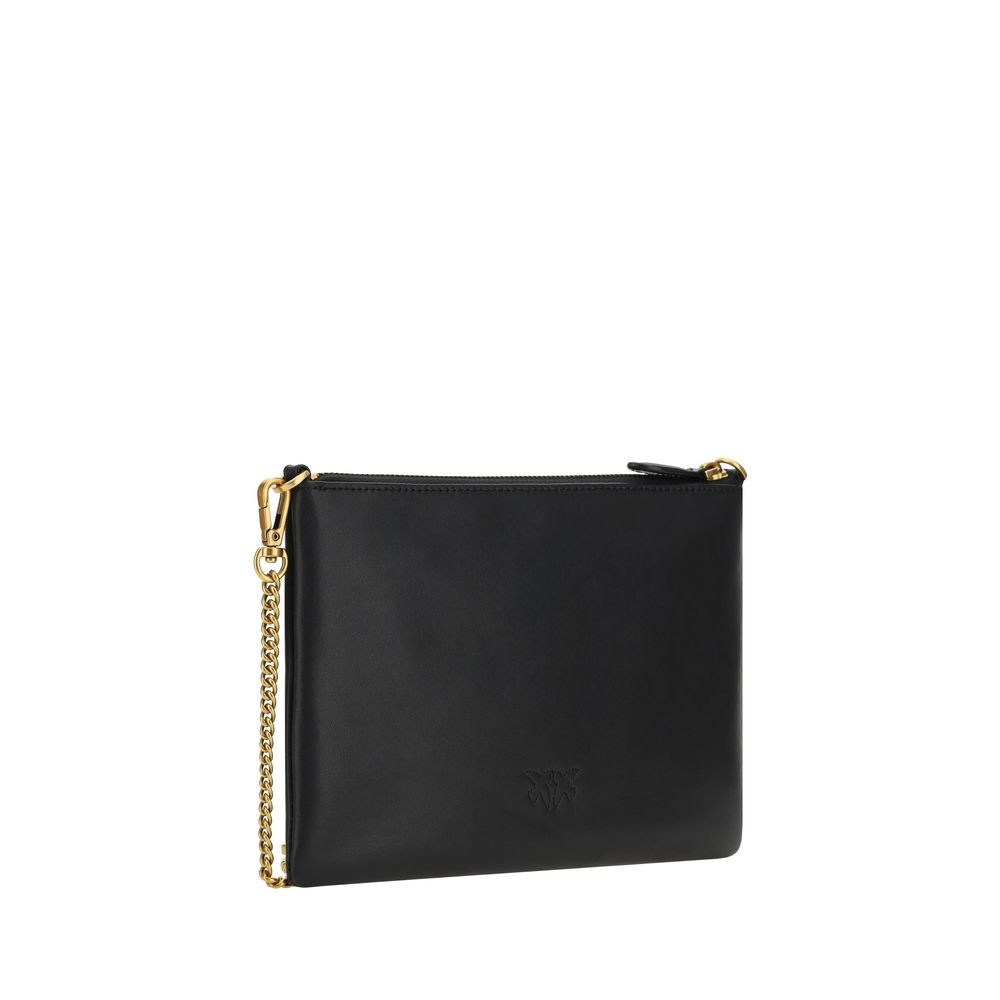 PINKO Schwarze Bos Taurus Kalbsleder Schultertasche