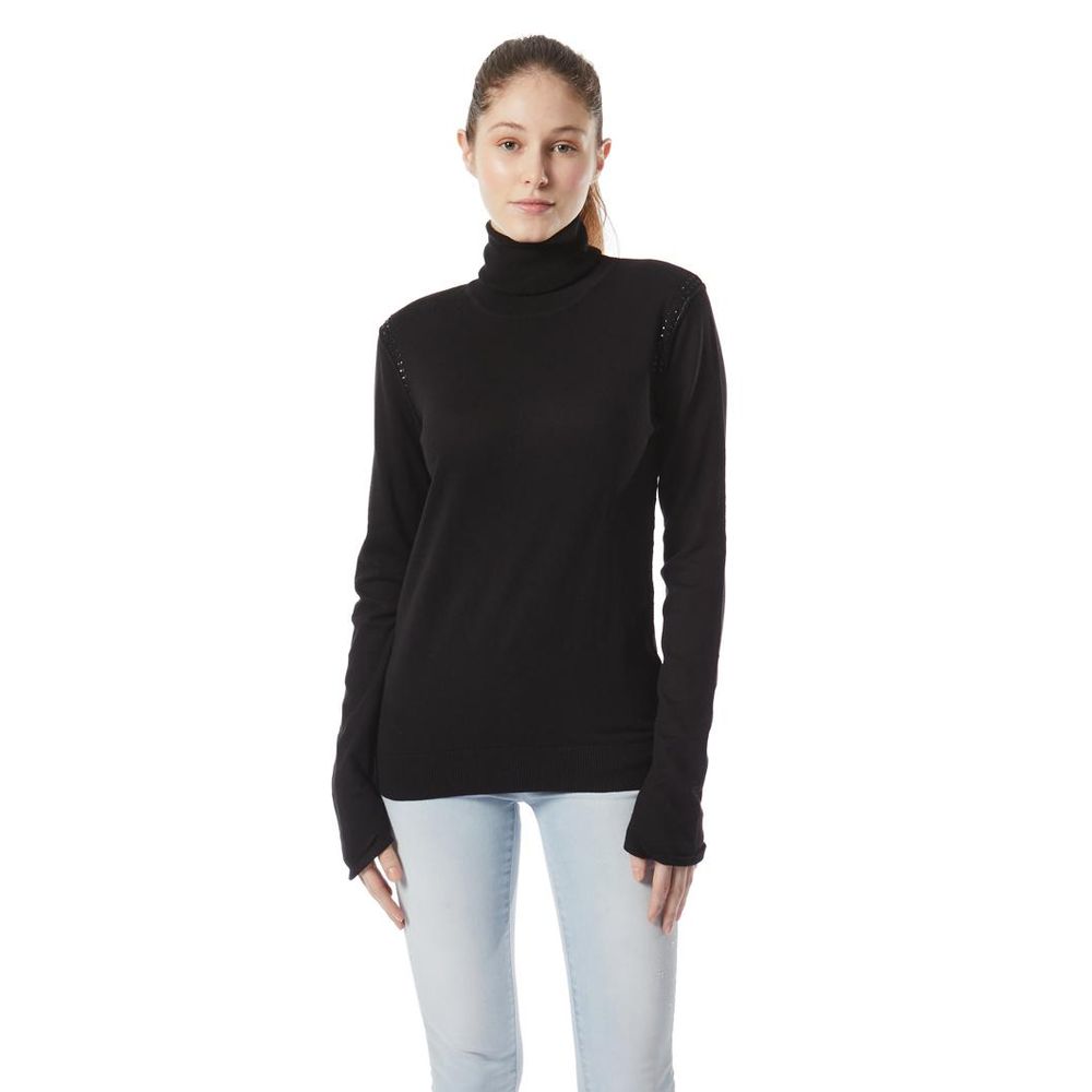 Gas Schwarzer Baumwollrollkragenpullover