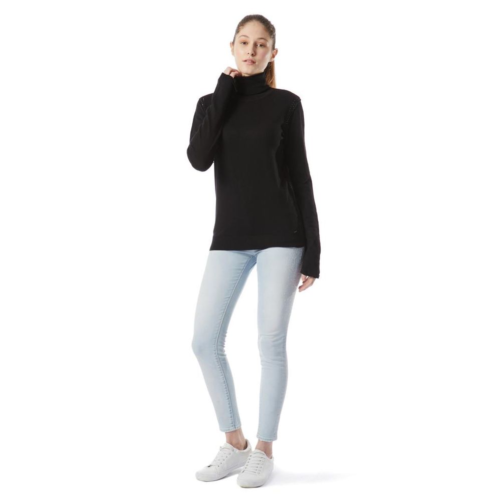 Gas Schwarzer Baumwollrollkragenpullover