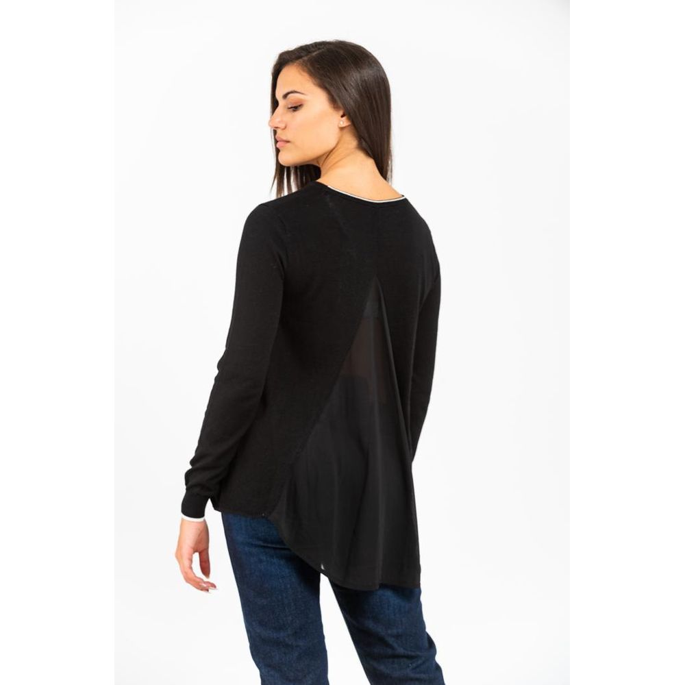 Gas Schwarzes Langarmshirt aus Viskose