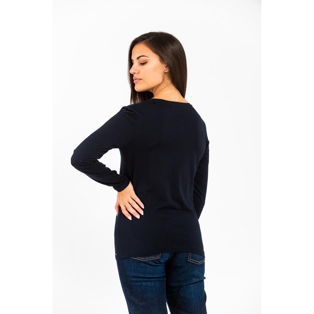 Gas Blaues Baumwoll-Langarmshirt