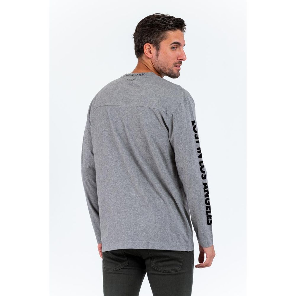 Gas Graues Baumwoll-Langarmshirt