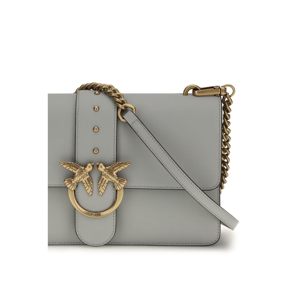 PINKO Graue Bos Taurus Kalbsleder Schultertasche