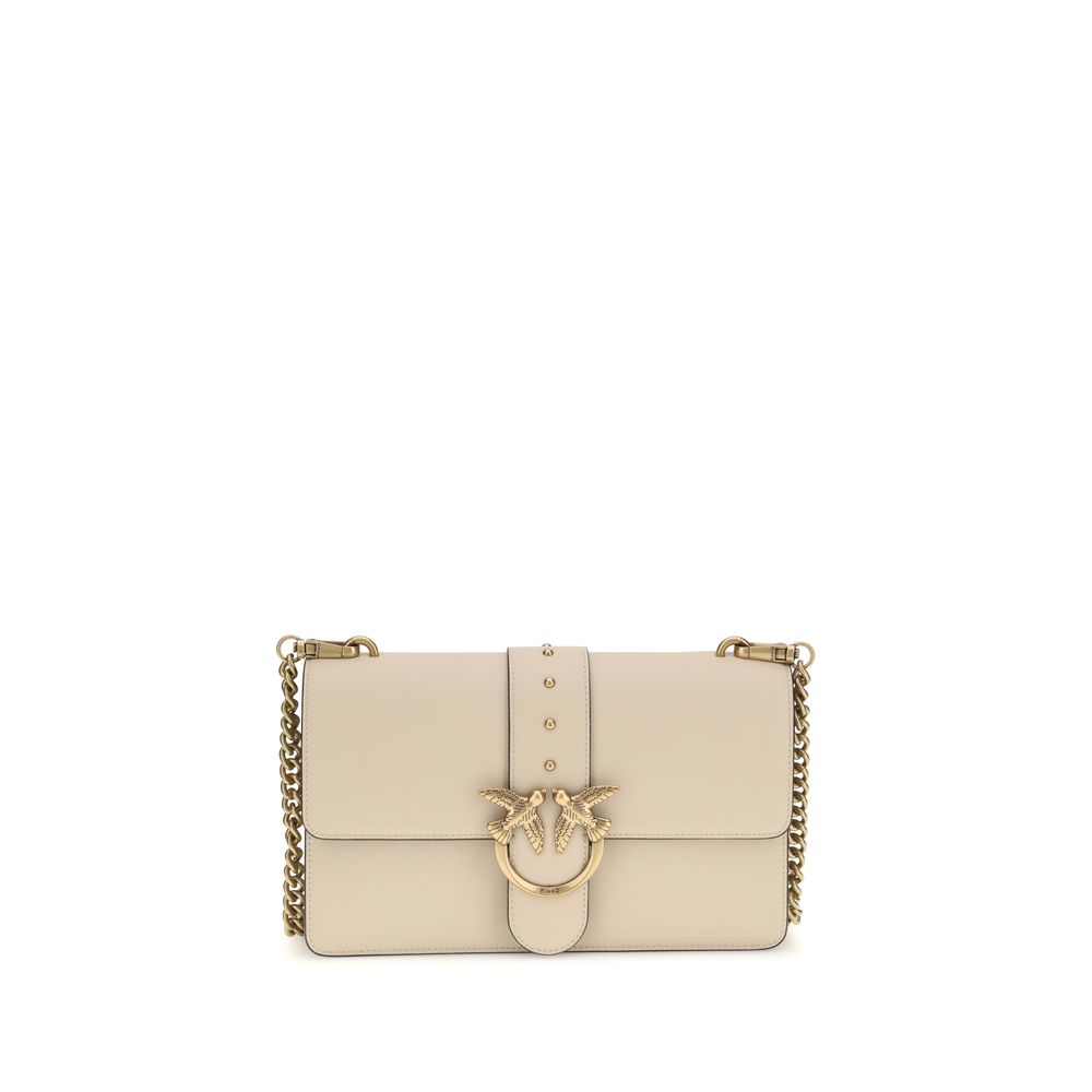 PINKO Beige Kalbsleder Bos Taurus Schultertasche