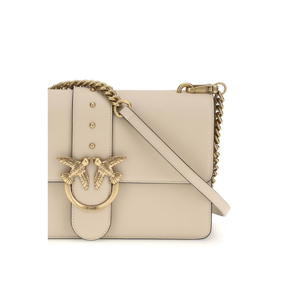 PINKO Beige Kalbsleder Bos Taurus Schultertasche