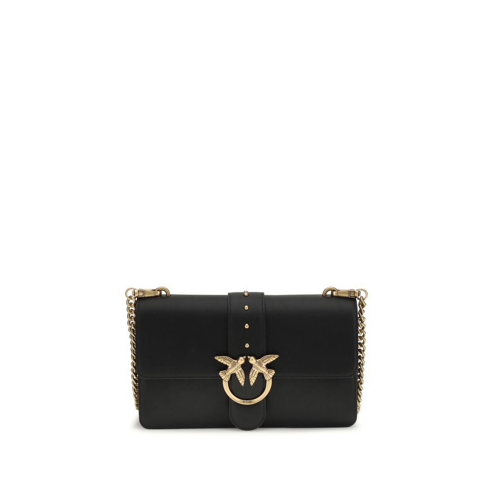 PINKO Schwarze Bos Taurus Kalbsleder Schultertasche