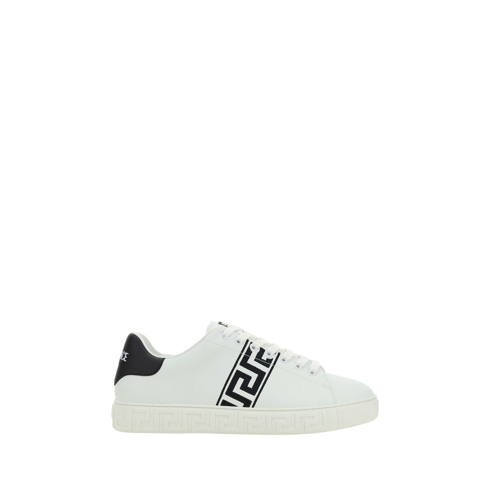 Versace Weiße Low-Top-Sneaker aus Kalbsleder Bos Taurus