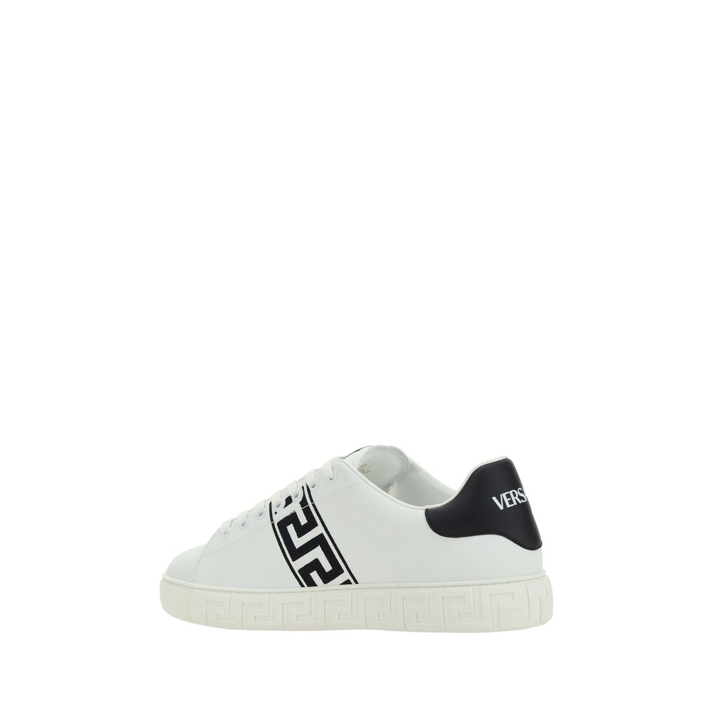 Versace Weiße Low-Top-Sneaker aus Kalbsleder Bos Taurus
