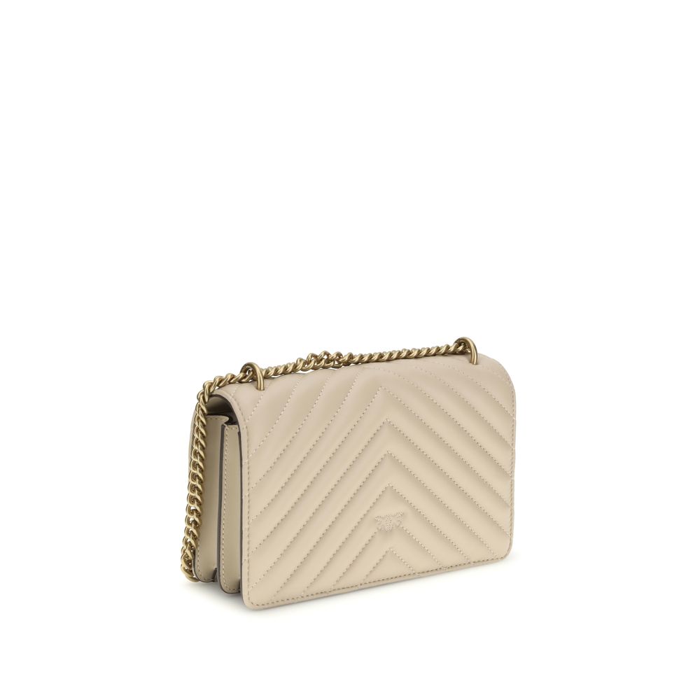 PINKO Beige Kalbsleder Bos Taurus Schultertasche