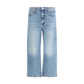 Mother Denim Blaue Cropped Jeans aus Baumwolle