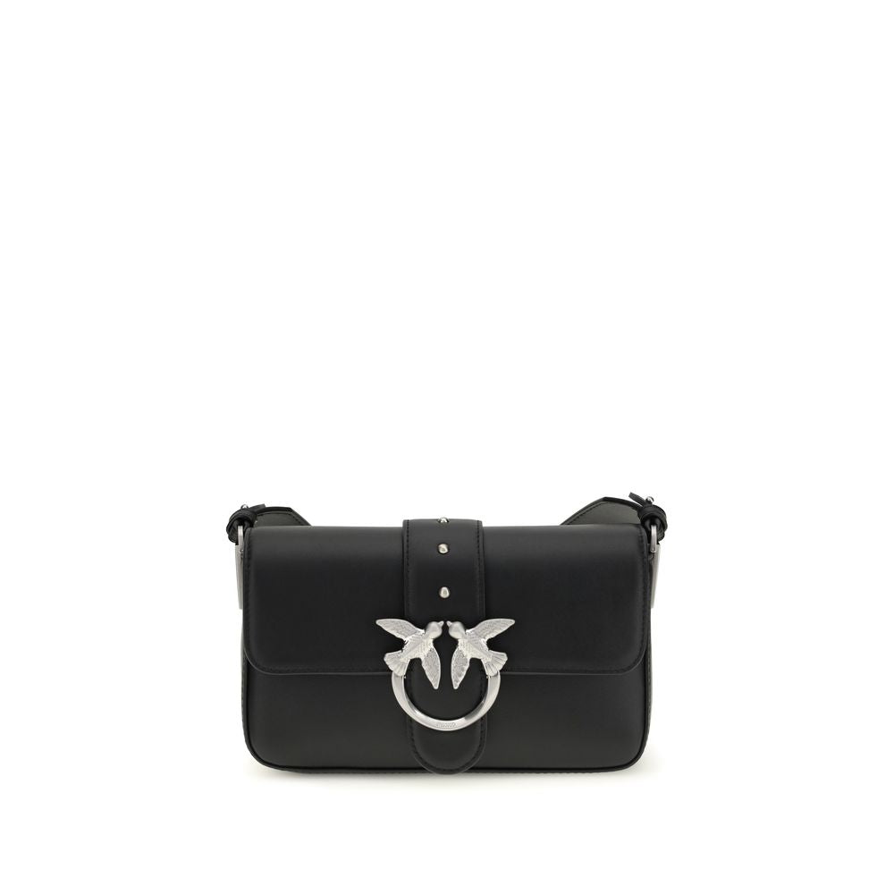 PINKO Schwarze Bos Taurus Kalbsleder Schultertasche