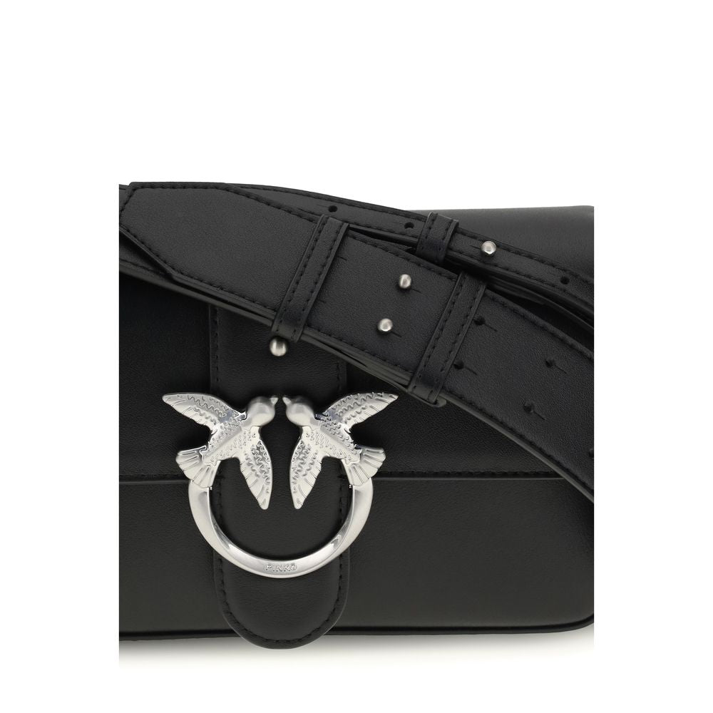 PINKO Schwarze Bos Taurus Kalbsleder Schultertasche