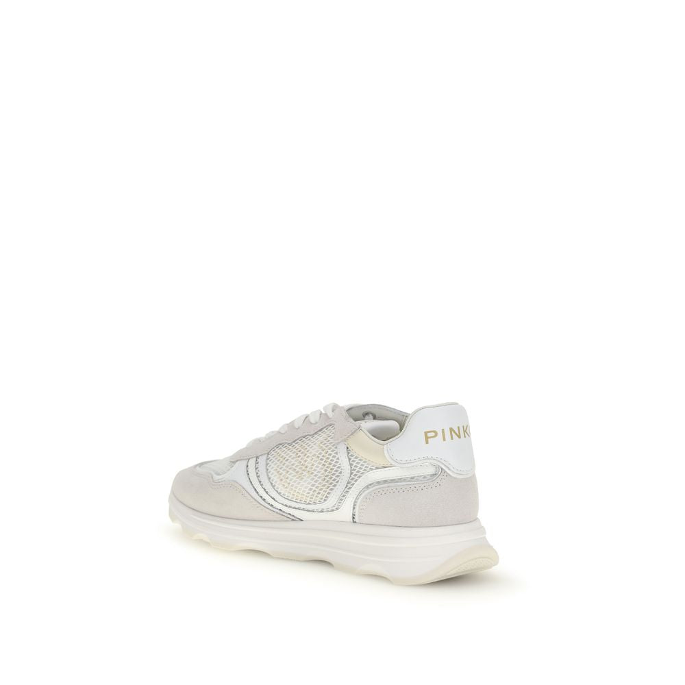 PINKO Weiße Kalbsleder Bos Taurus Athletic Sneaker
