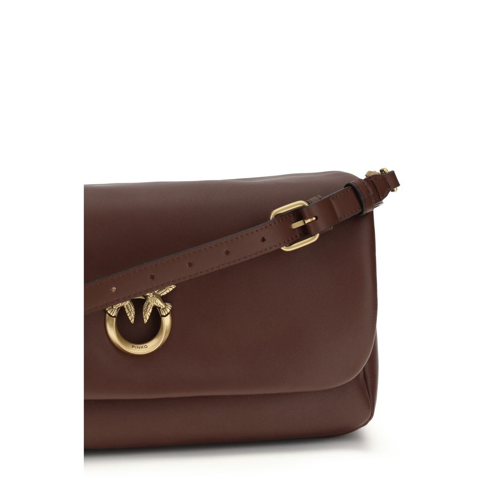 PINKO Braune Kalbsleder Bos Taurus Schultertasche