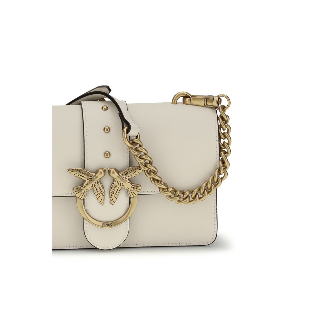 PINKO Beige Kalbsleder Bos Taurus Schultertasche