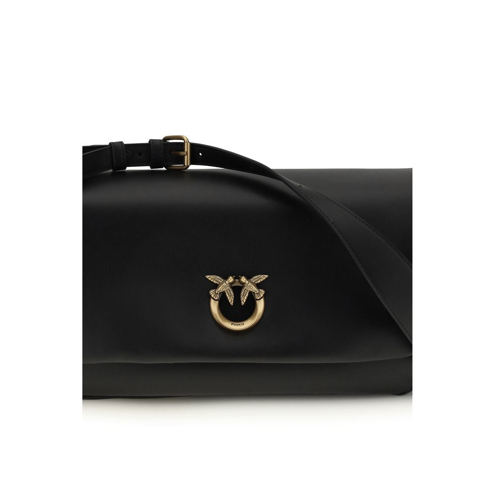 PINKO Schwarze Bos Taurus Kalbsleder Schultertasche