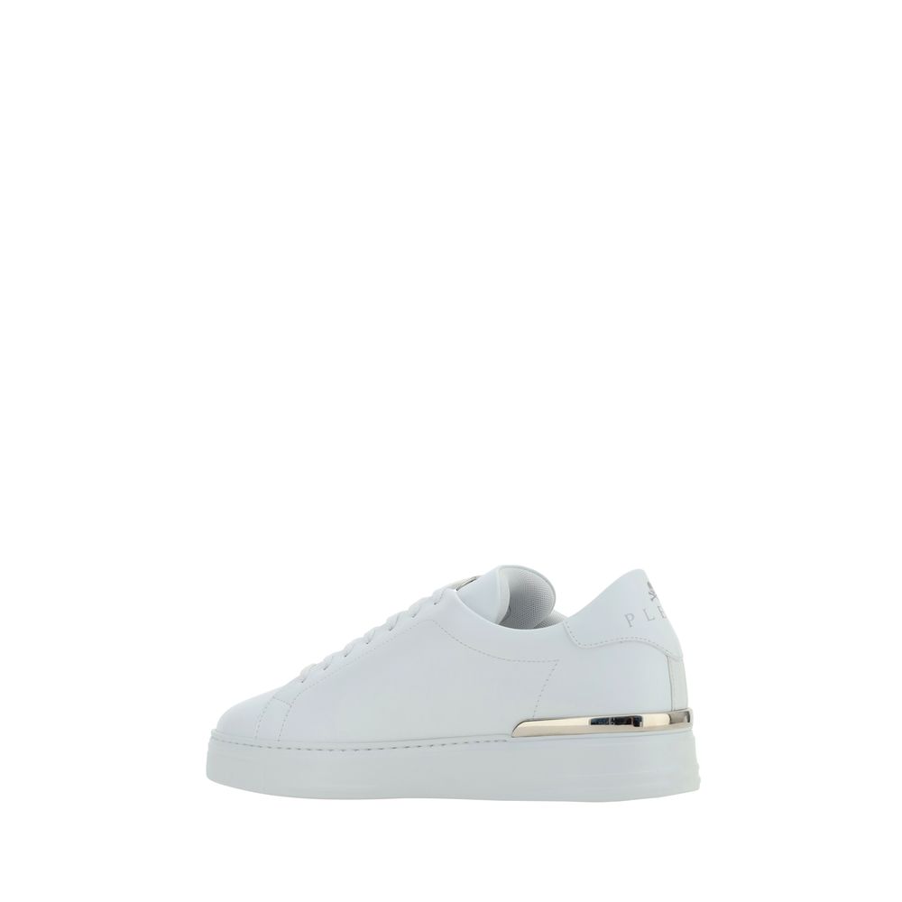 Philipp Plein Weiße Low-Top-Sneaker aus Kalbsleder Bos Taurus