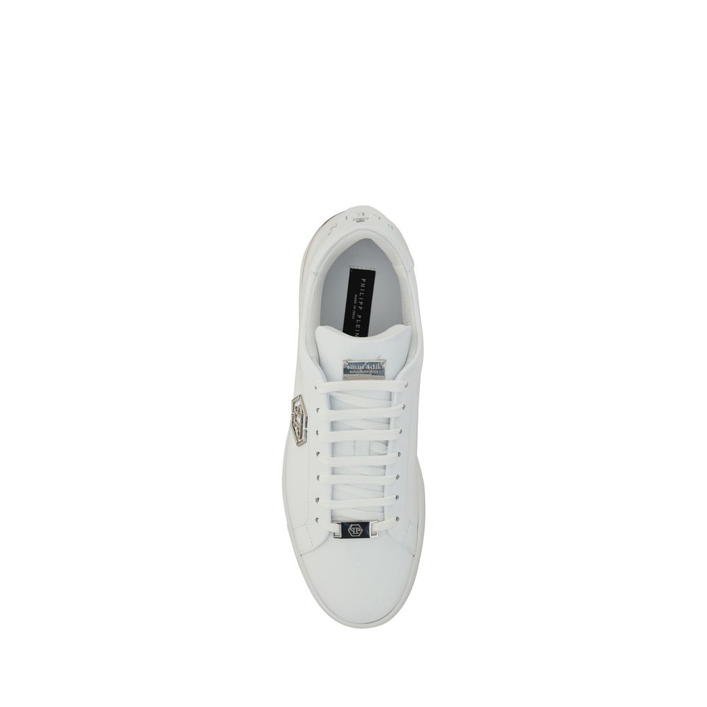 Philipp Plein Weiße Low-Top-Sneaker aus Kalbsleder Bos Taurus