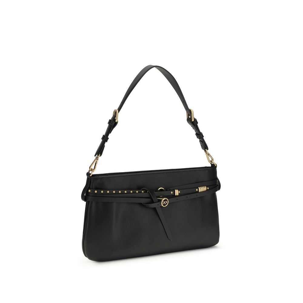 PINKO Schwarze Bos Taurus Kalbsleder Schultertasche