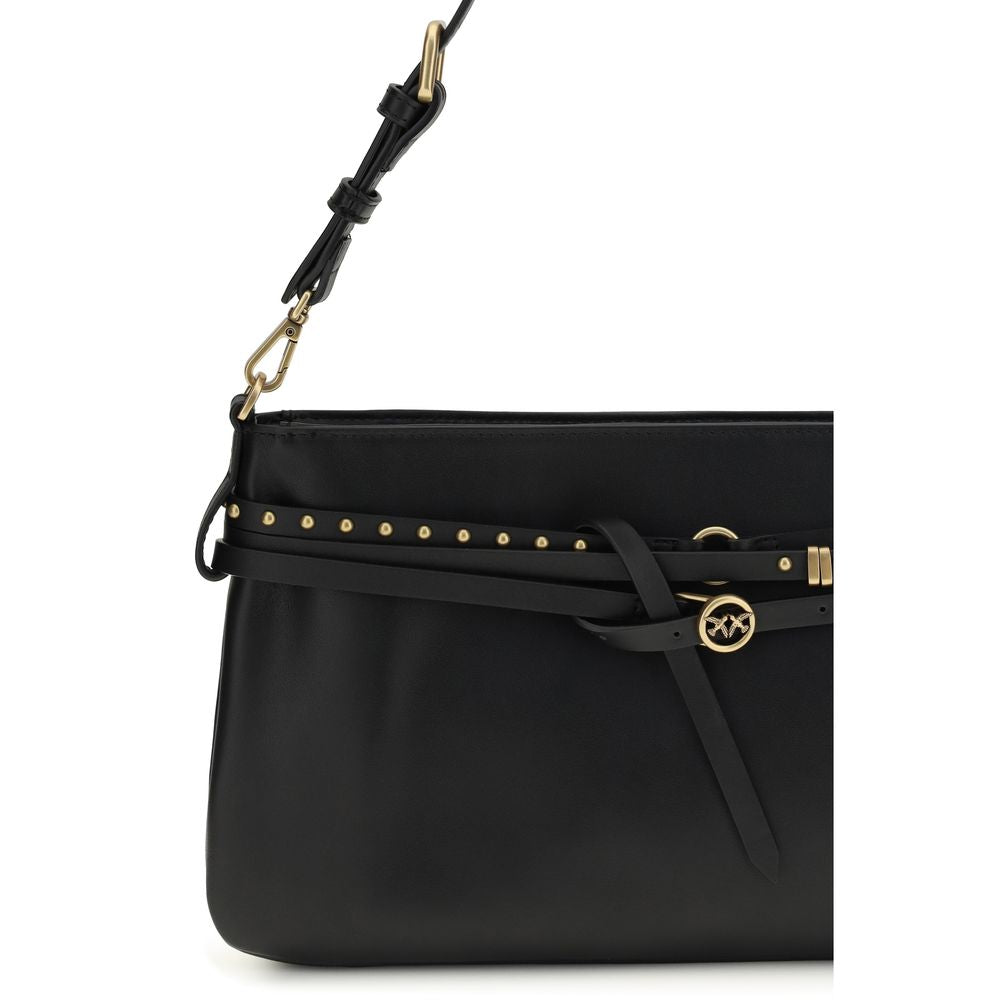 PINKO Schwarze Bos Taurus Kalbsleder Schultertasche