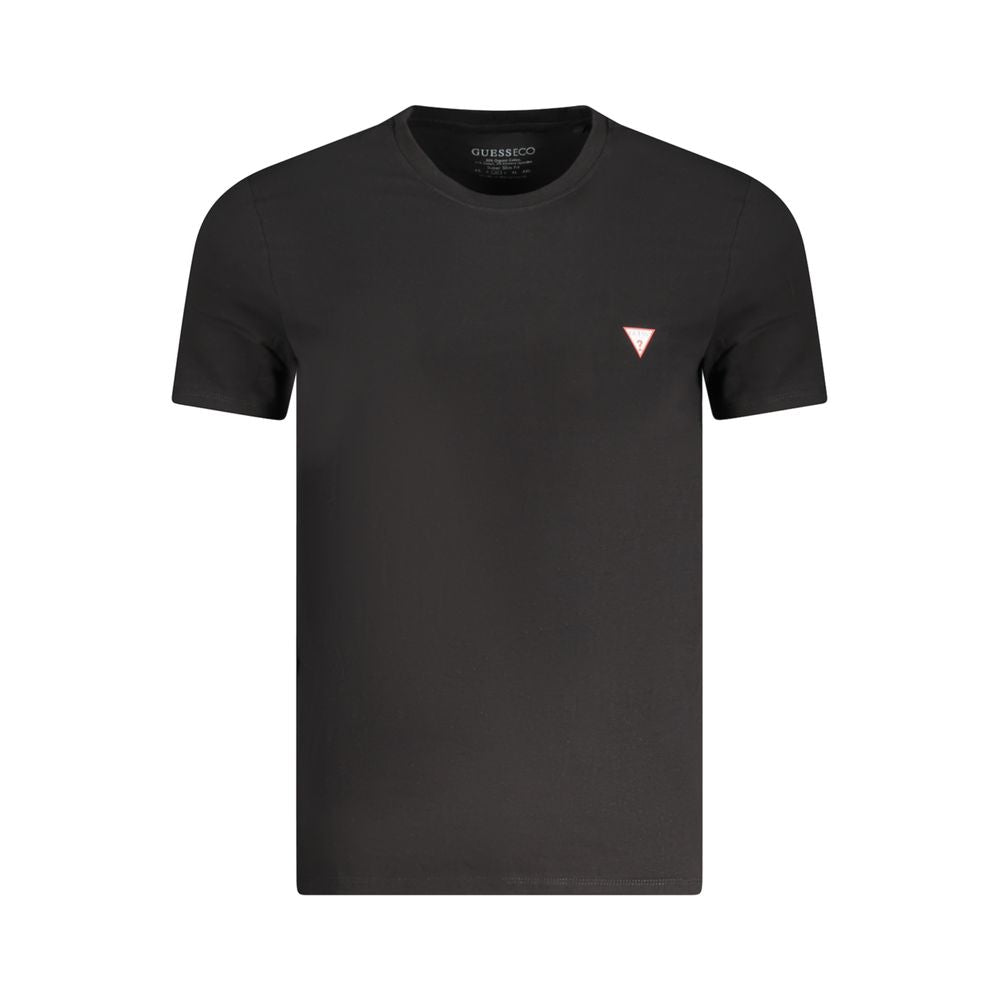 Guess Jeans Schwarzes Baumwoll-T-Shirt für Herren