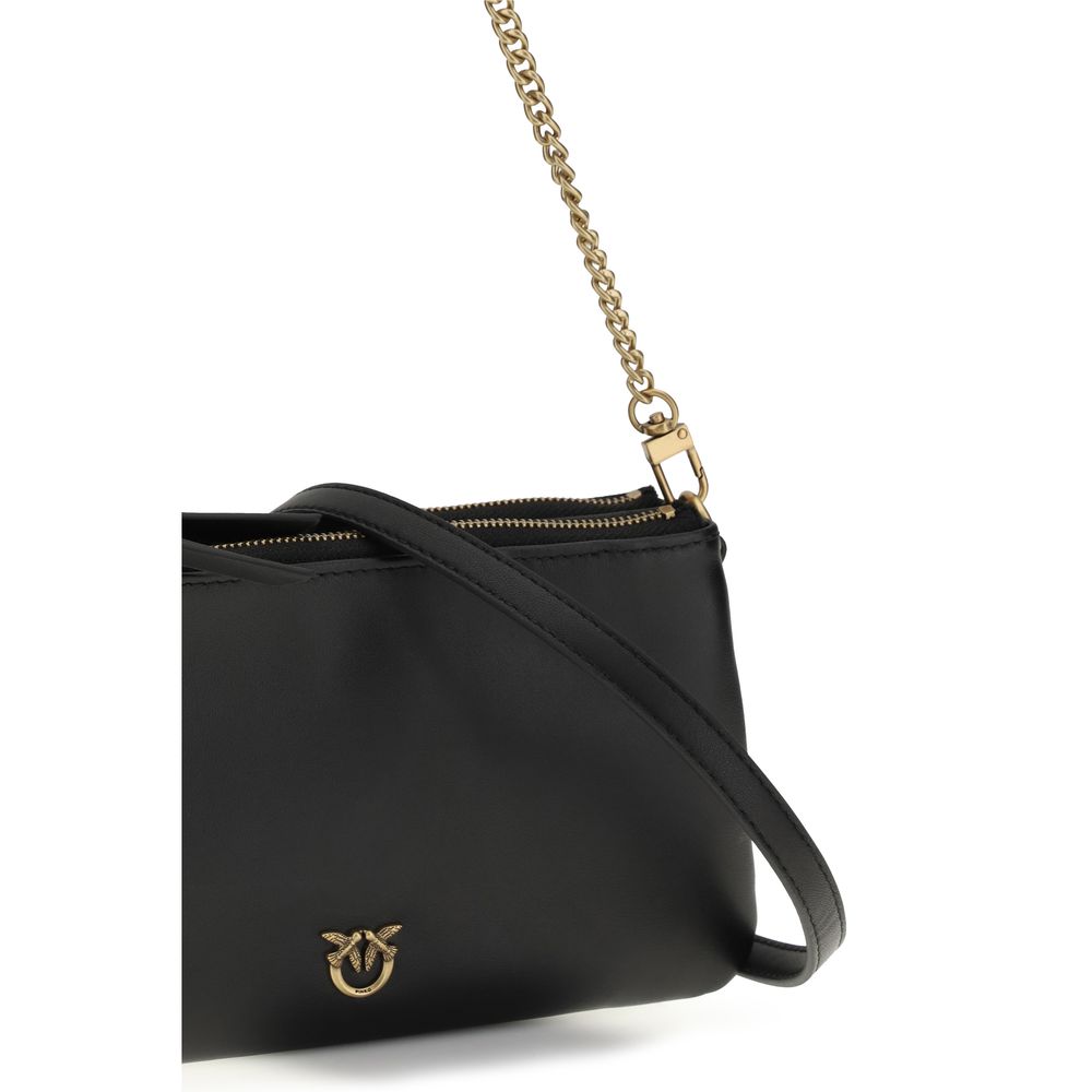 PINKO Schwarze Bos Taurus Kalbsleder Schultertasche