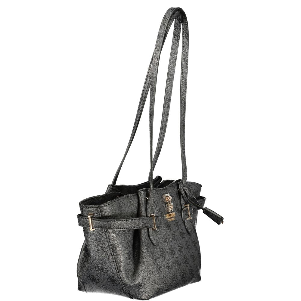 Guess Jeans Schwarze Damen-Handtasche aus Polyurethan