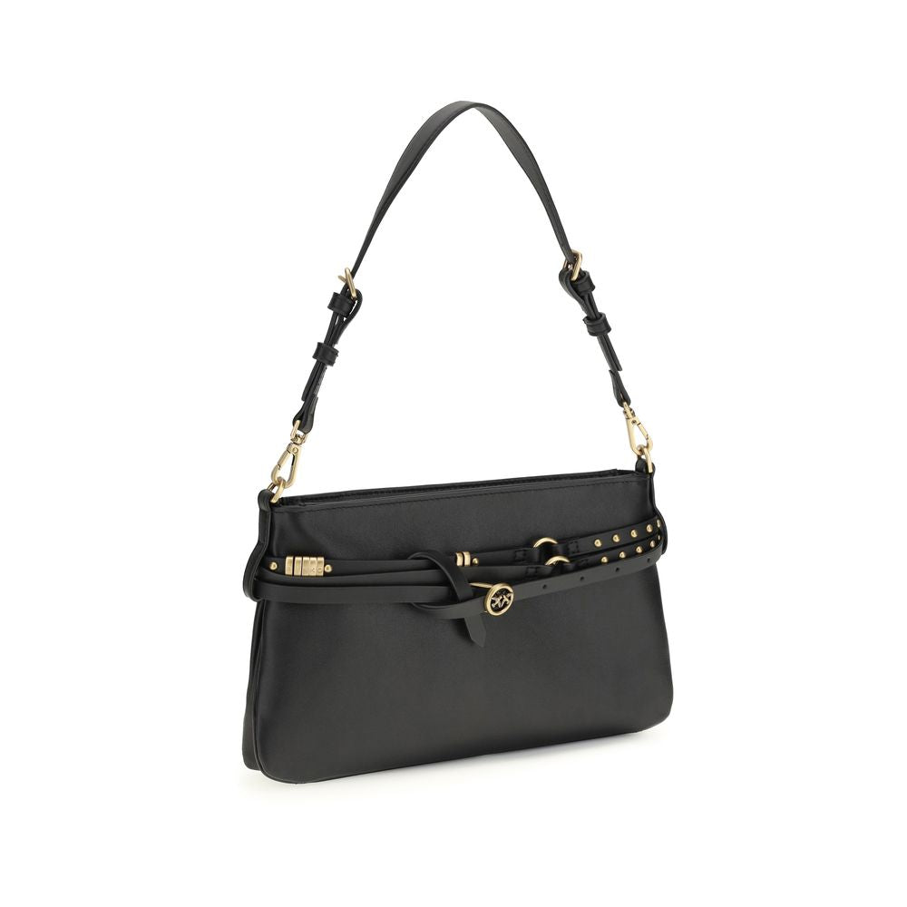 PINKO Schwarze Bos Taurus Kalbsleder Schultertasche