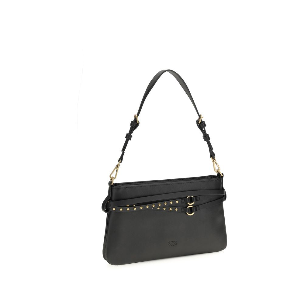 PINKO Schwarze Bos Taurus Kalbsleder Schultertasche