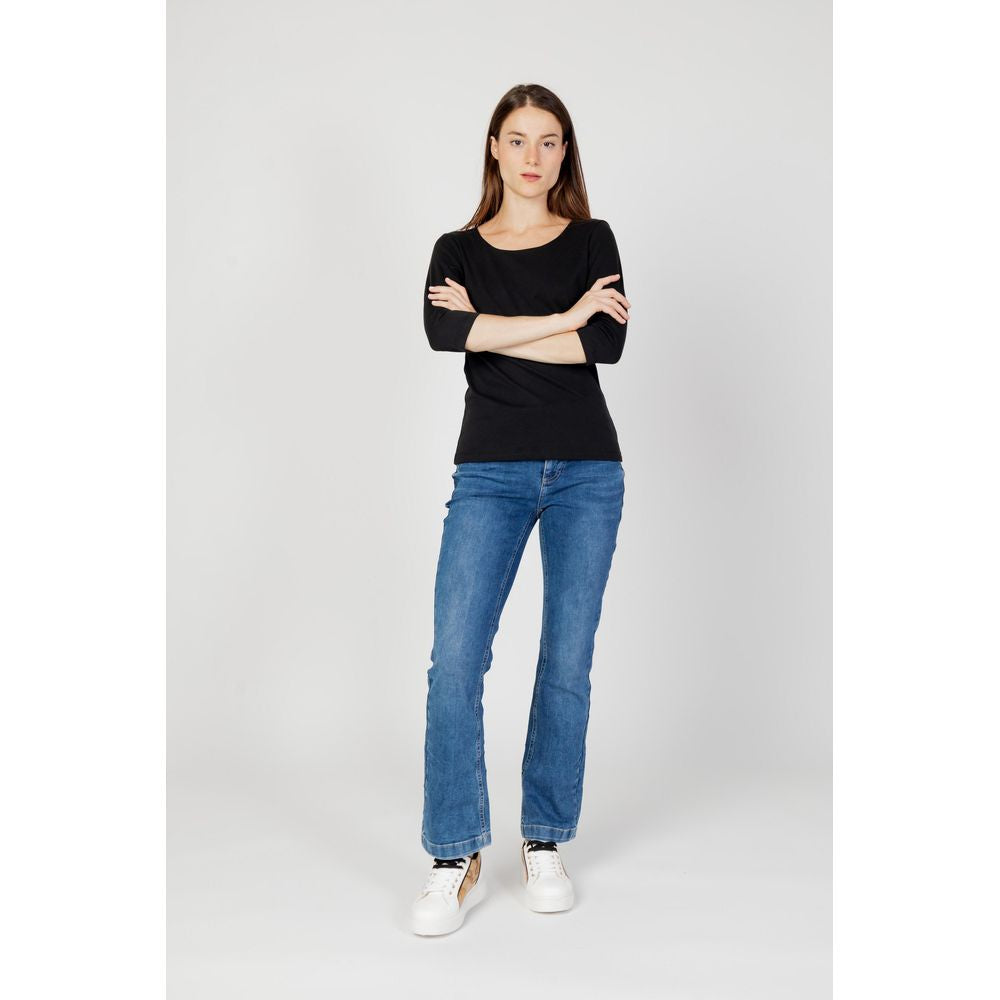 Street One Schwarzes Langarm-T-Shirt aus Baumwolle