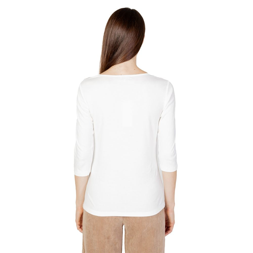 Street One Cremefarbenes Langarm-T-Shirt aus Baumwolle