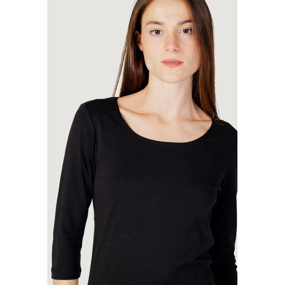 Street One Schwarzes Langarm-T-Shirt aus Baumwolle