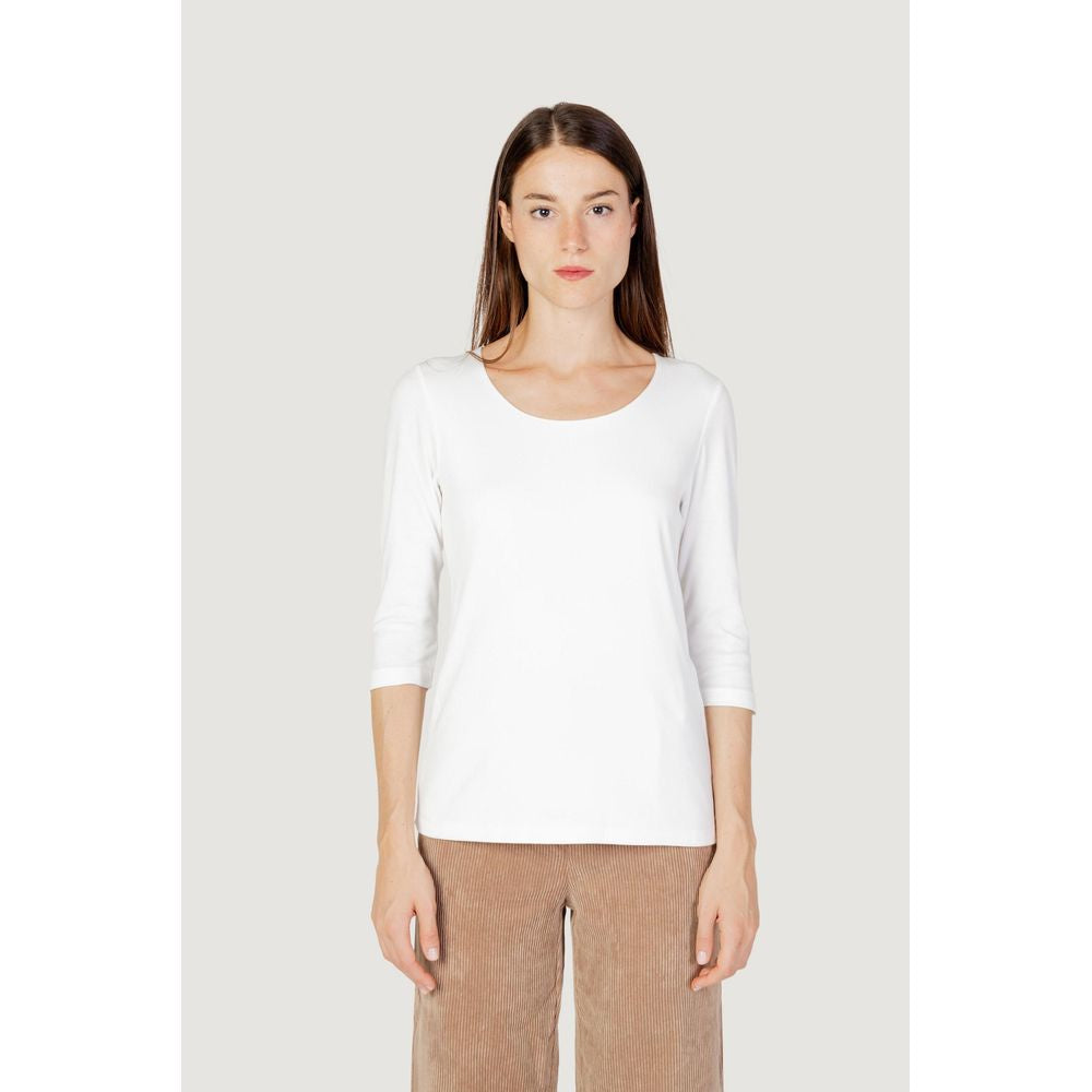 Street One Cremefarbenes Langarm-T-Shirt aus Baumwolle
