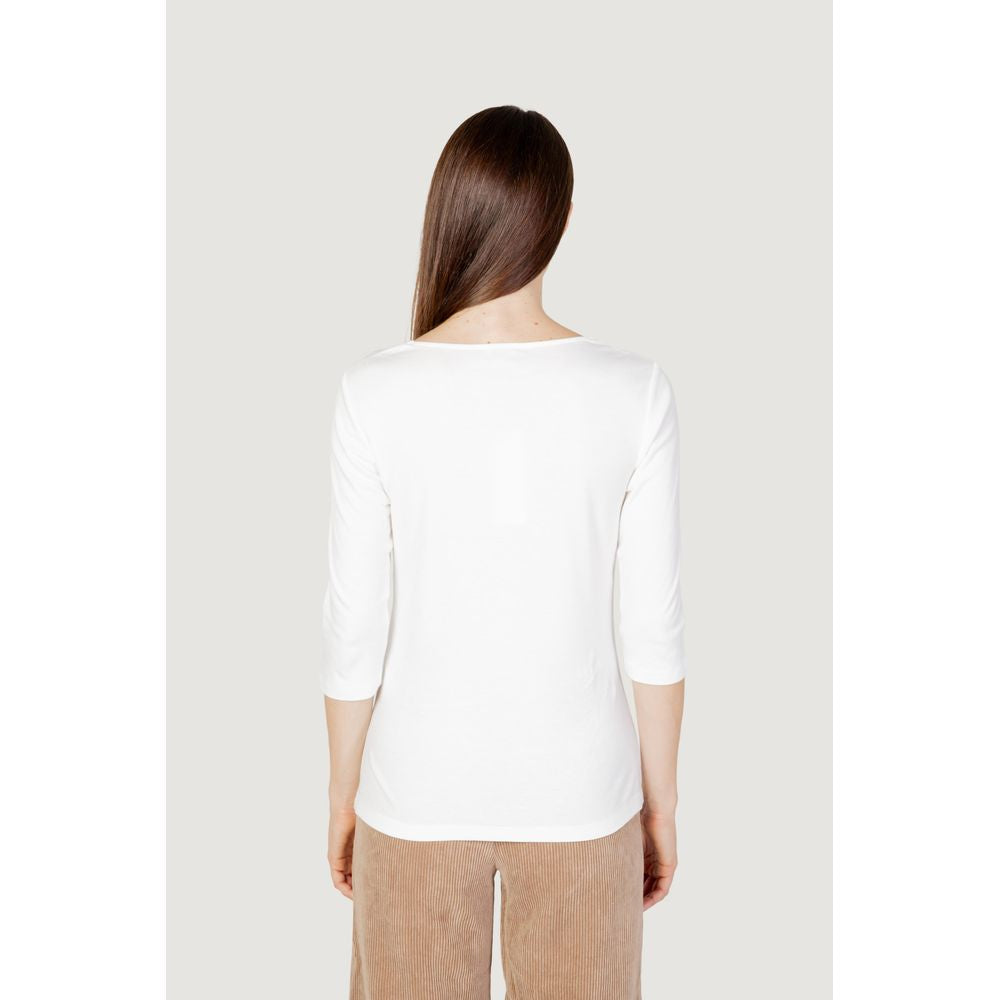 Street One Cremefarbenes Langarm-T-Shirt aus Baumwolle
