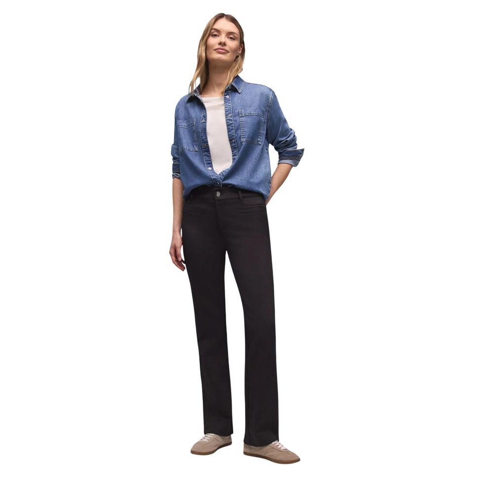 Street One Schwarze Bootcut-Jeans aus Polyamid