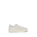 Balmain Weiße Low-Top-Sneaker aus Kalbsleder Bos Taurus