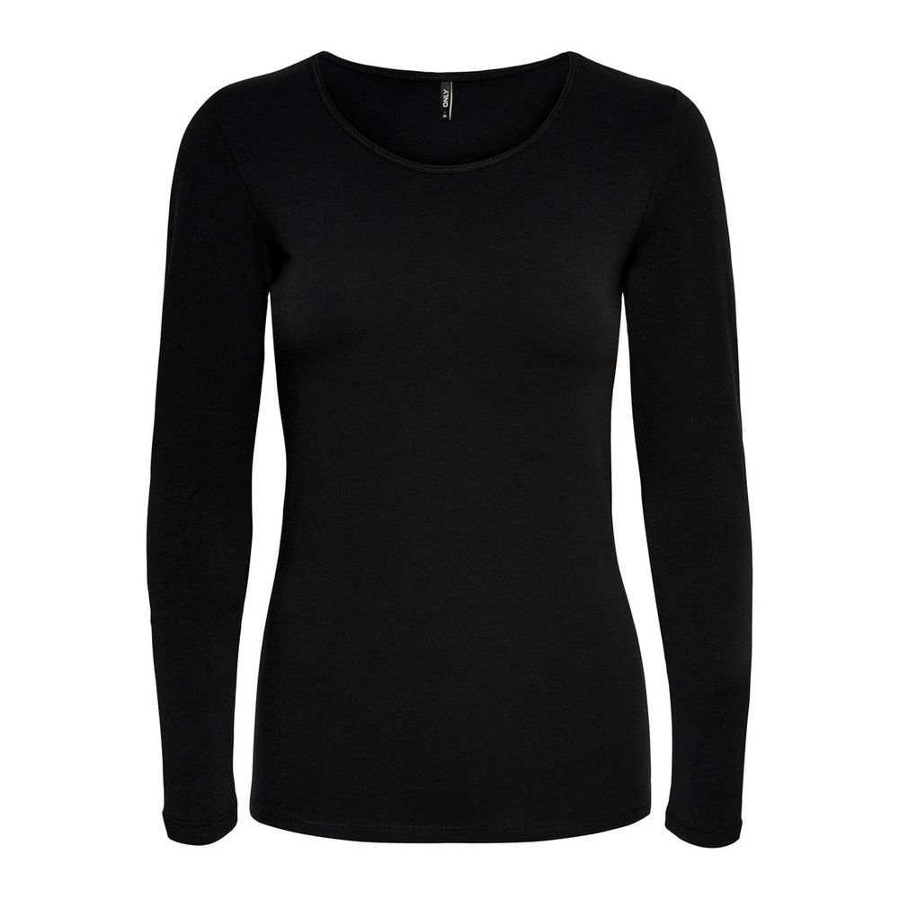 Only Schwarzes Langarm-T-Shirt aus Baumwolle