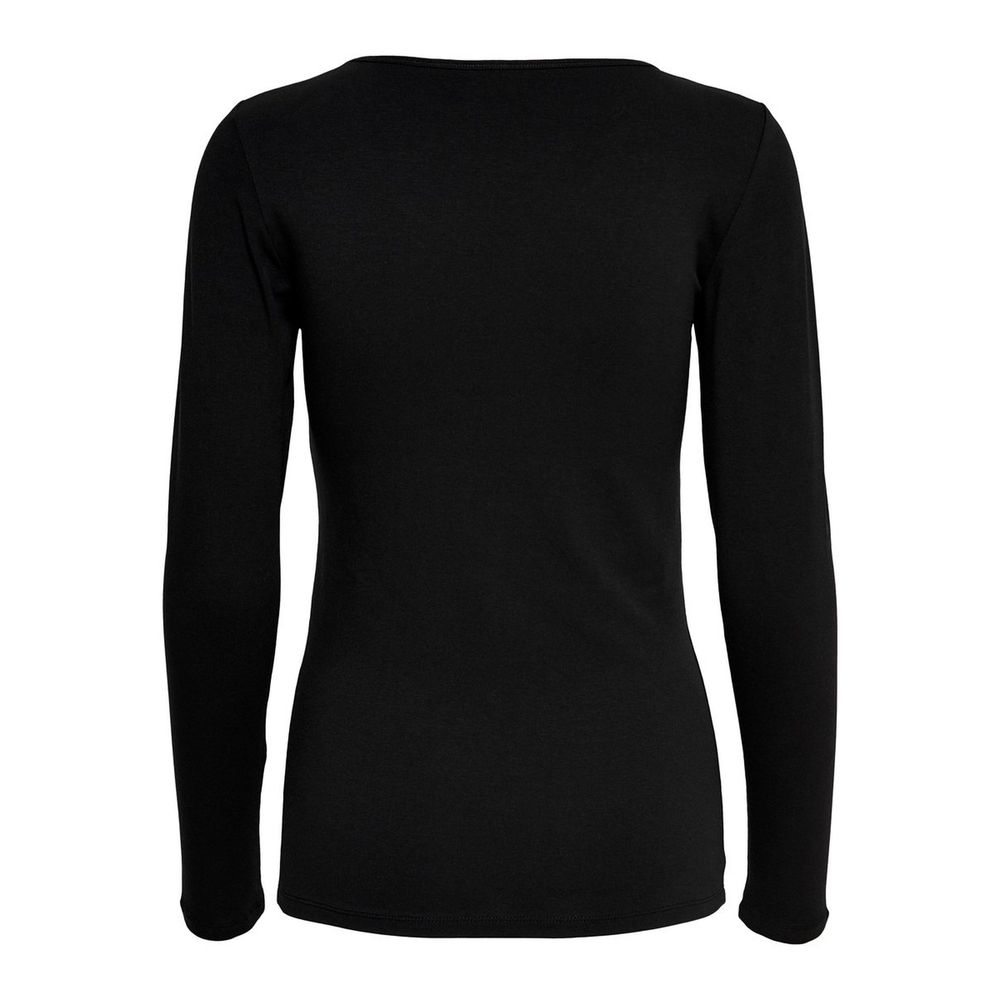 Only Schwarzes Langarm-T-Shirt aus Baumwolle