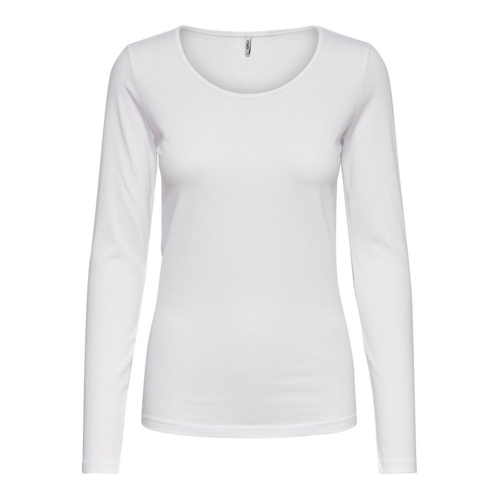 Only Weißes Langarm-T-Shirt aus Baumwolle