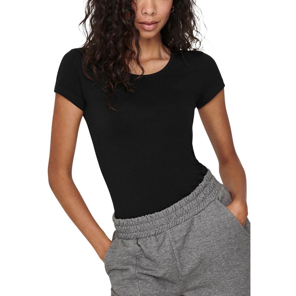 Only Schwarzes Baumwoll-T-Shirt