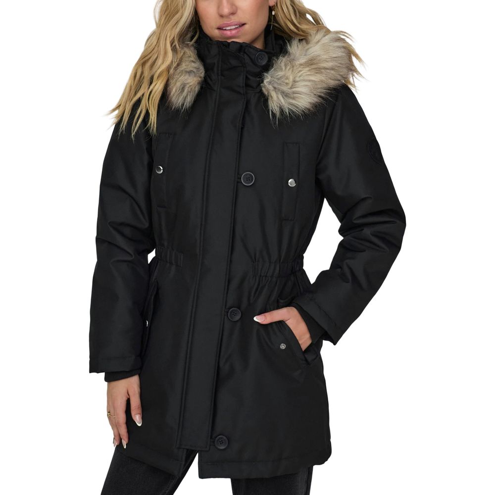 Only Schwarzer Parka aus Polyester