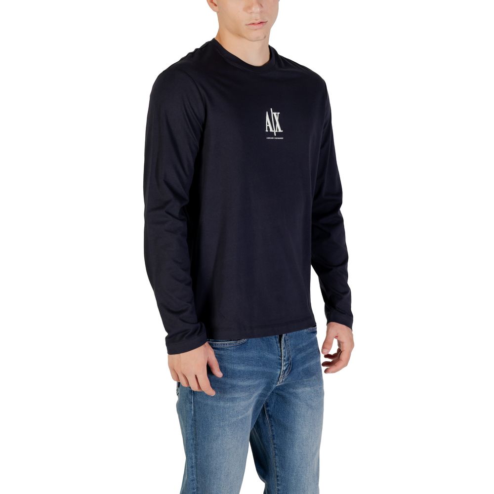 Armani Exchange Blaues Baumwoll-Langarmshirt