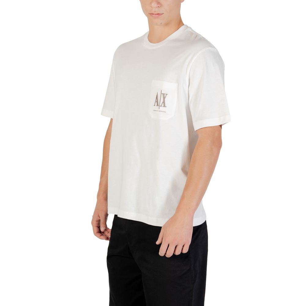 Armani Exchange Cremefarbenes Baumwoll-T-Shirt