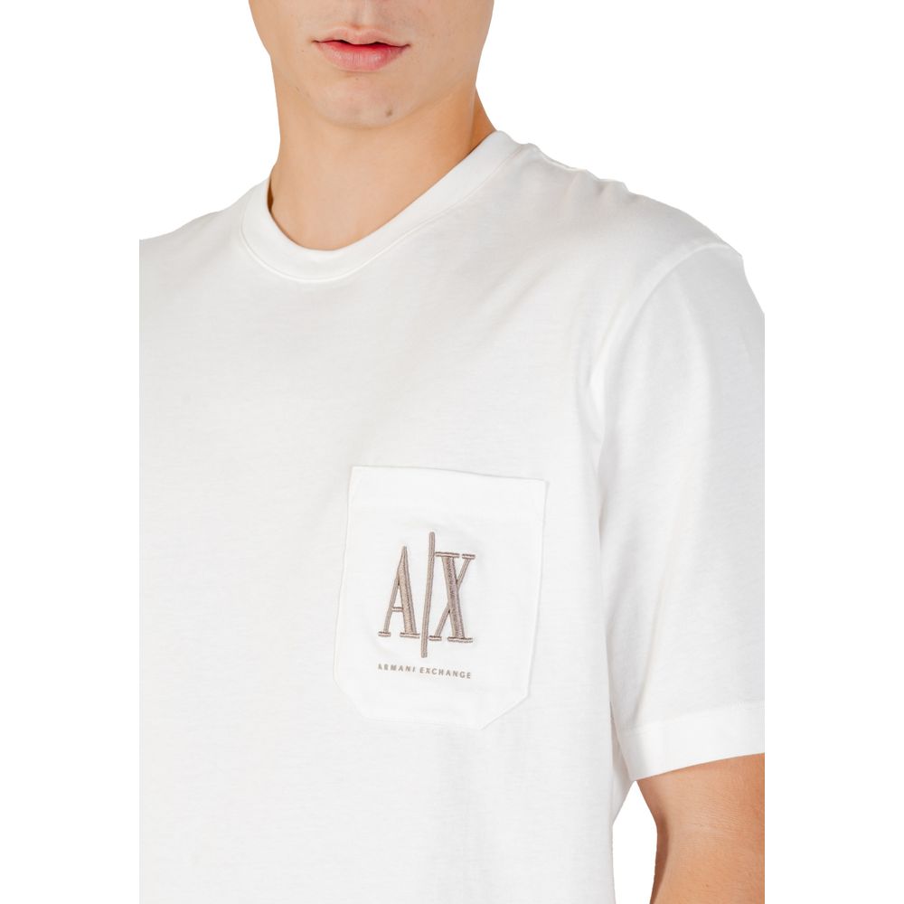 Armani Exchange Cremefarbenes Baumwoll-T-Shirt