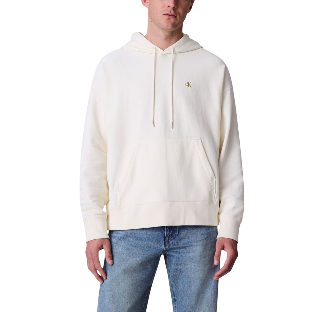 Calvin Klein Jeans Weiße Baumwoll-Kapuzenpullover