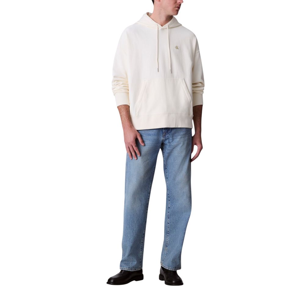 Calvin Klein Jeans Weiße Baumwoll-Kapuzenpullover