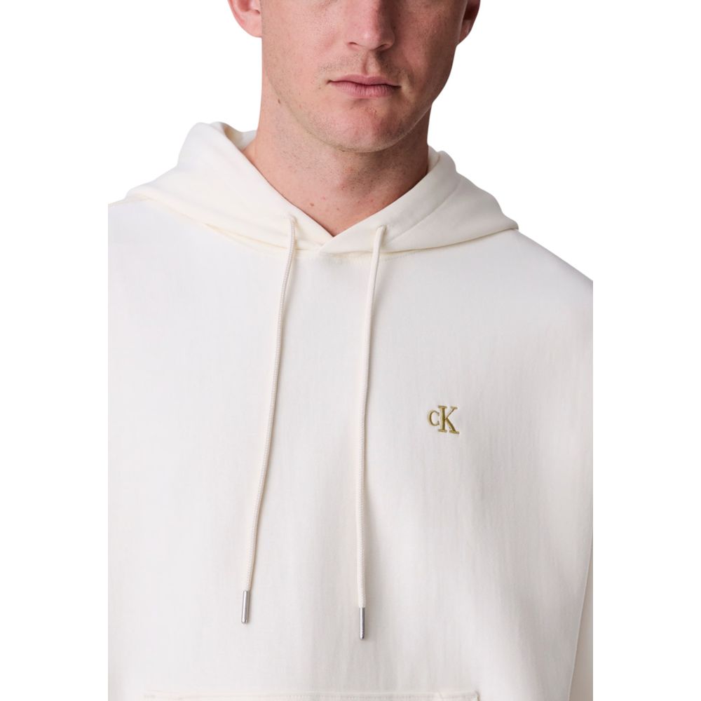 Calvin Klein Jeans Weiße Baumwoll-Kapuzenpullover