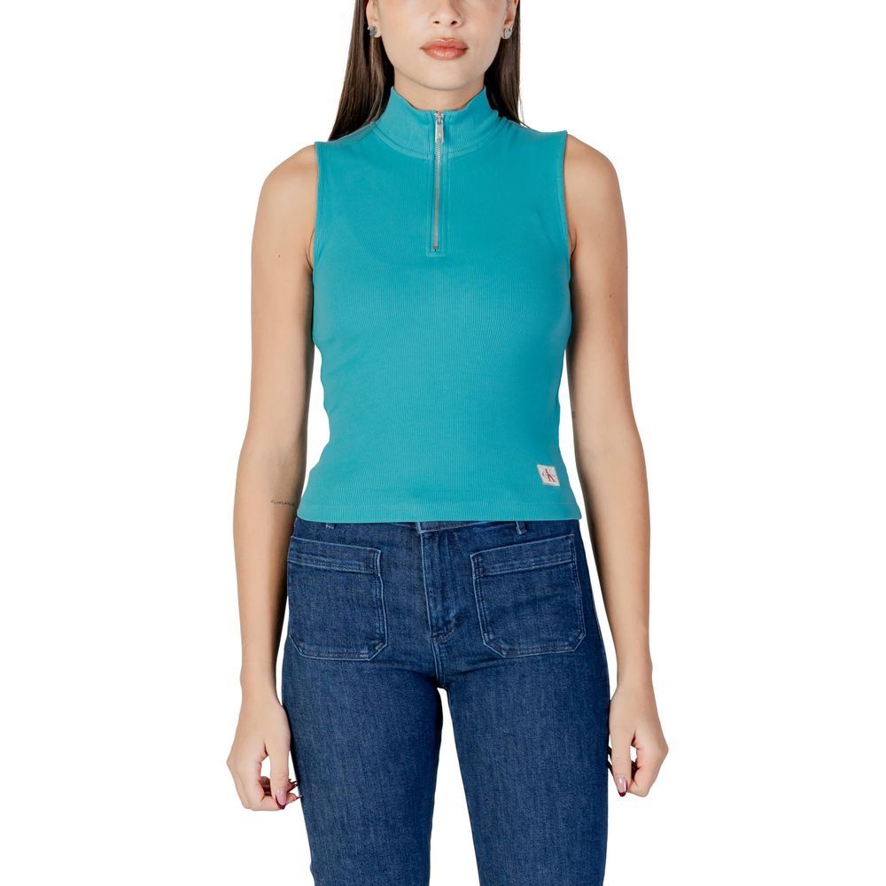 Calvin Klein Jeans Türkisfarbenes Baumwoll-Top