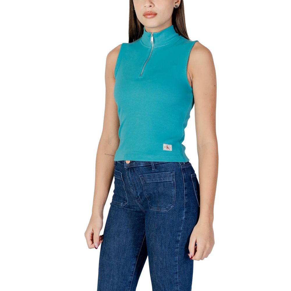 Calvin Klein Jeans Türkisfarbenes Baumwoll-Top